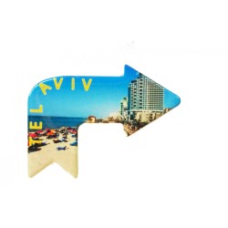 Aimant en céramique %96 en forme de flèche pointant vers Tel Aviv | Aimants juifs