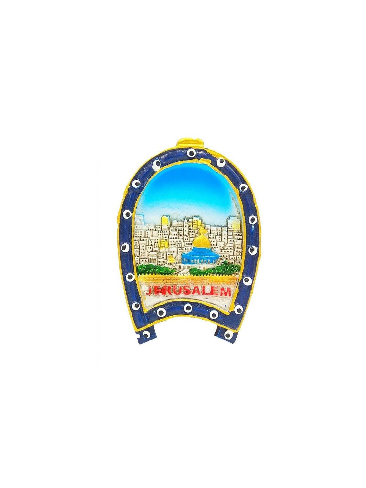 Polyresin Magnet Jerusalem Views in Horseshoe Shape | Jewish Magnets