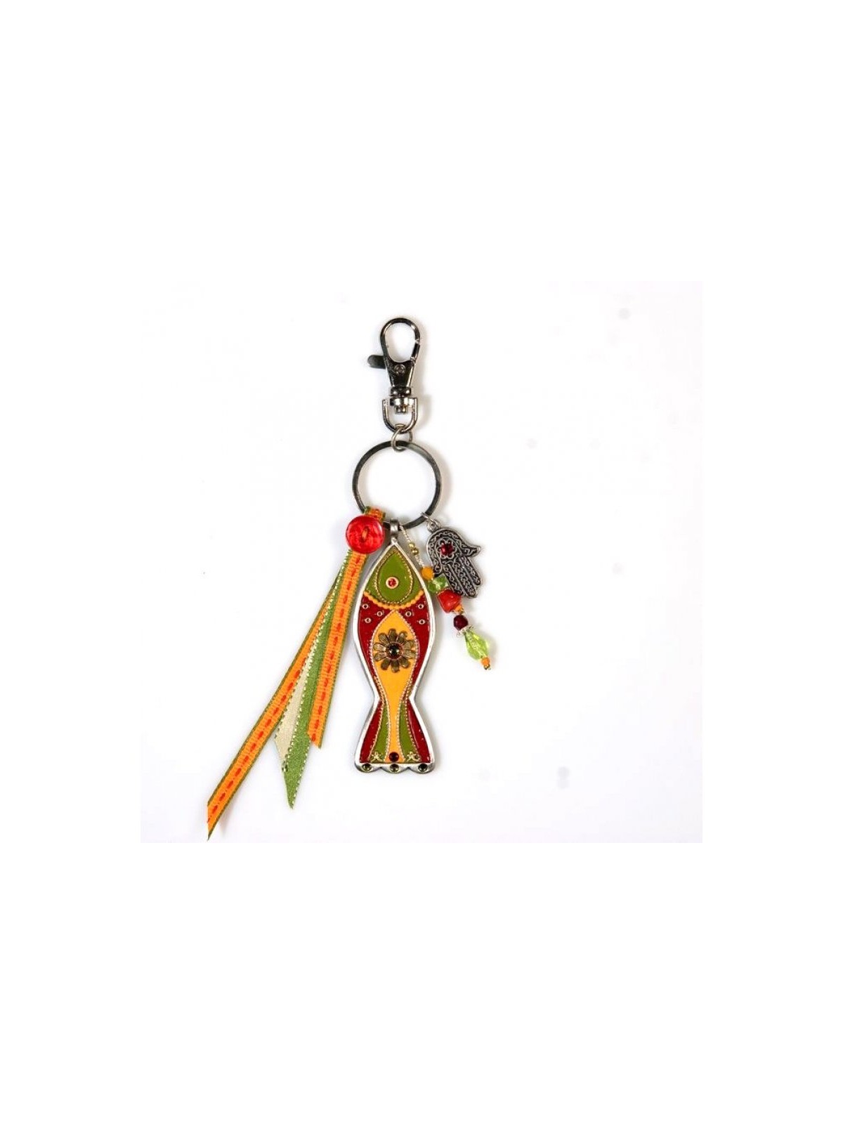 Orange and Red Fish Keychain by Ester Shahaf | Judaica Keychains