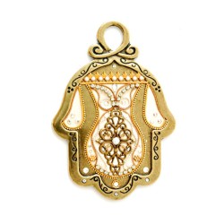 Gold and Cream Pewter Wall Hamsa Ester Shahaf | Hamsa Hands