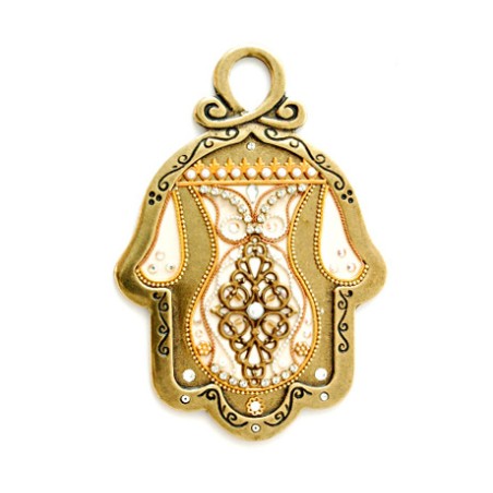 Gold and Cream Pewter Wall Hamsa Ester Shahaf | Hamsa Hands