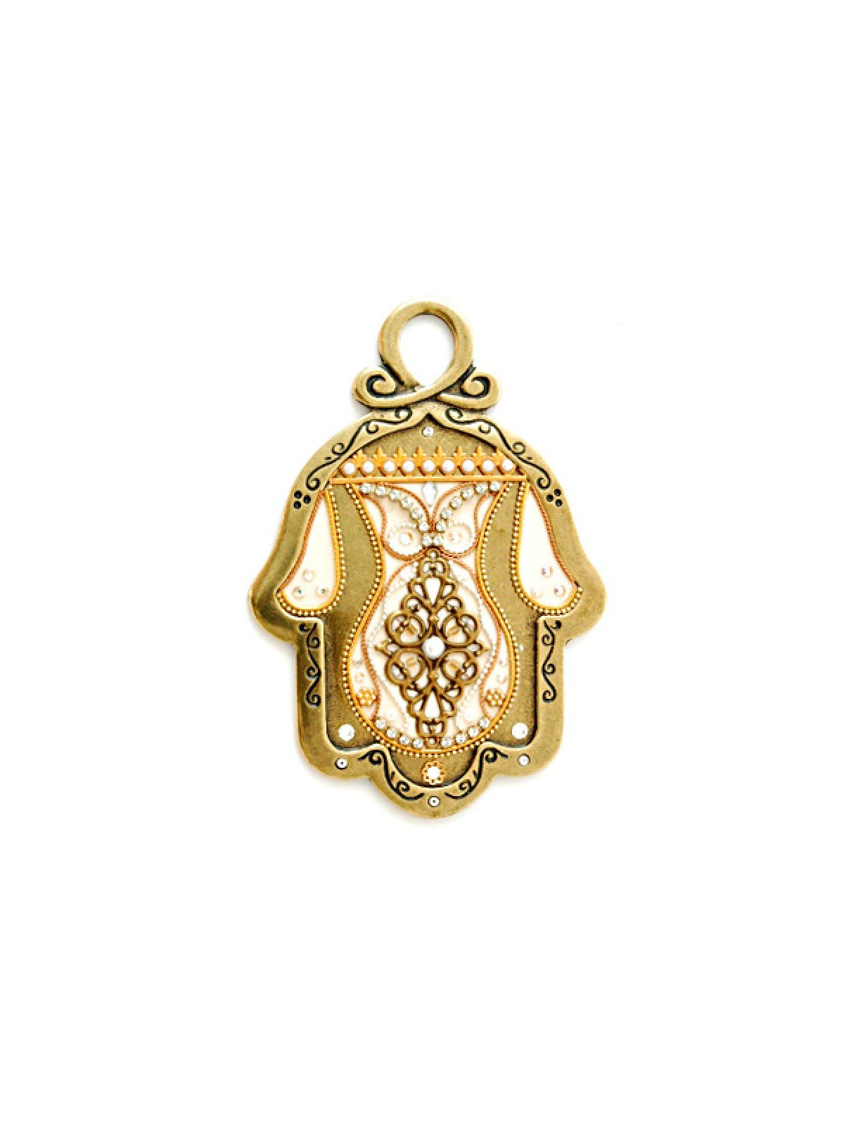 Gold and Cream Pewter Wall Hamsa Ester Shahaf | Hamsa Hands