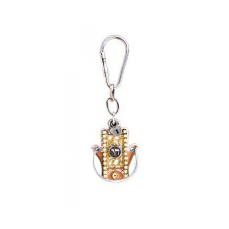 Hamsa Key Chain with Chai by Ester Shahaf | Judaica Keychains