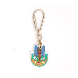Colorful Flower Hamsa Keychain by Ester Shahaf | Judaica Keychains
