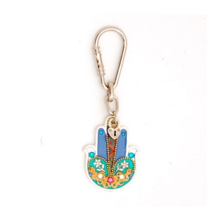 Colorful Flower Hamsa Keychain by Ester Shahaf | Judaica Keychains