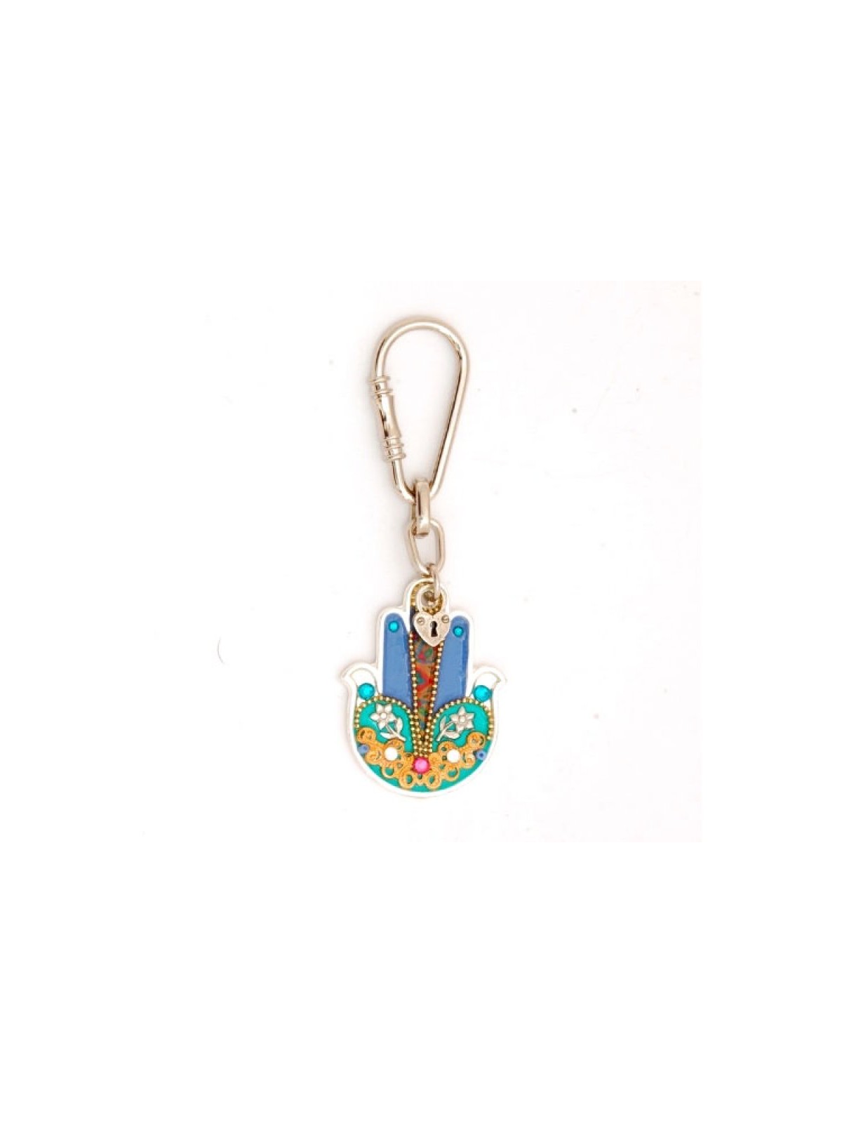 Colorful Flower Hamsa Keychain by Ester Shahaf | Judaica Keychains