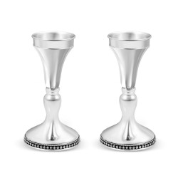 Sterling Silver Shabbat Candlesticks Smooth with S... | Silver Judaica