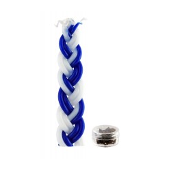 Mini Two in One Braided Blue and White Havdalah ... | Havdalah Candles