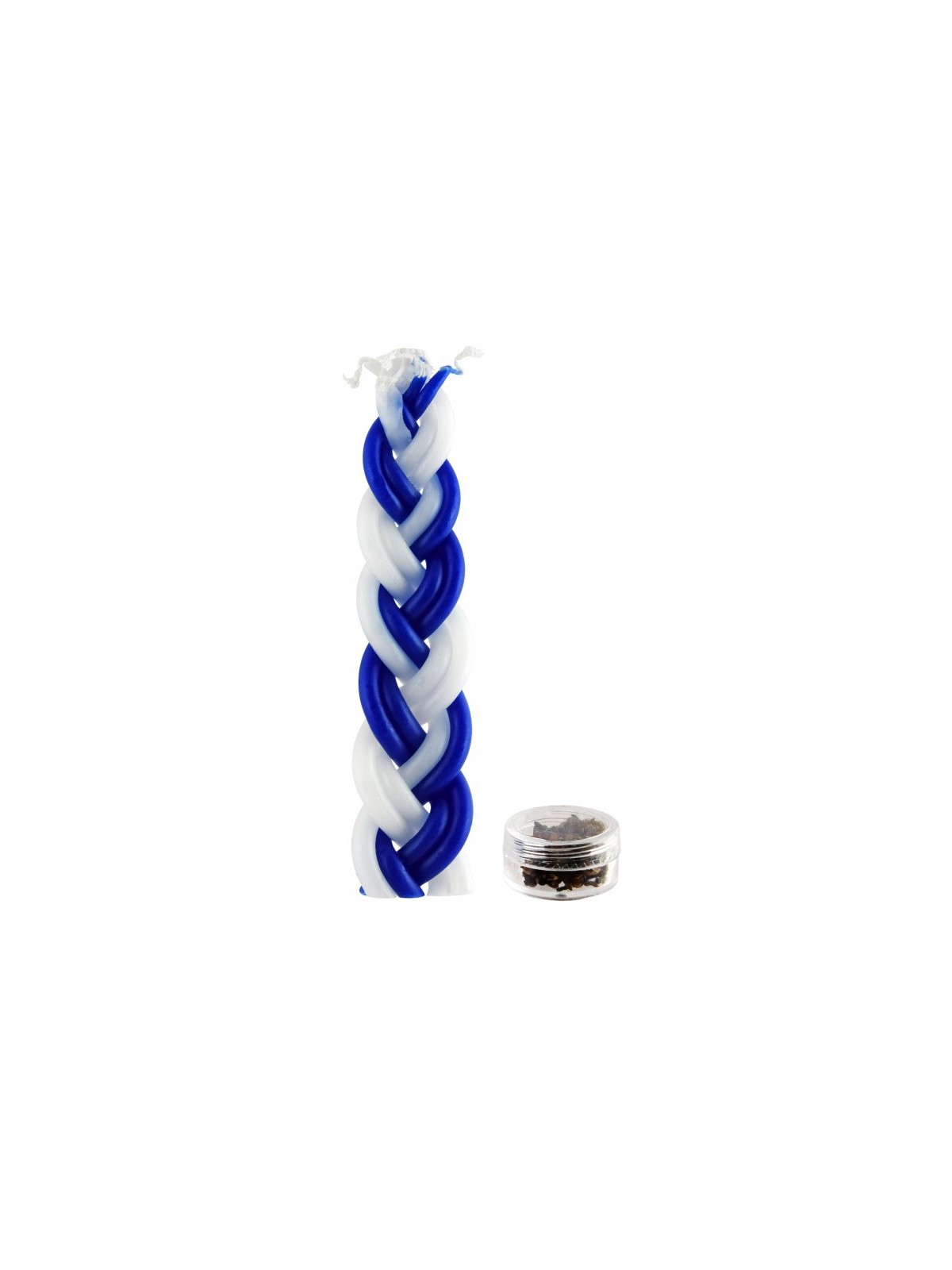 Mini Two in One Braided Blue and White Havdalah ... | Havdalah Candles