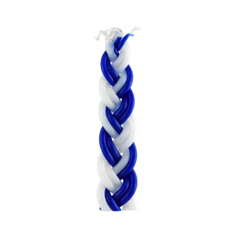 Mini Two in One Braided Blue and White Havdalah ... | Havdalah Candles