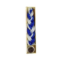 Mini Two in One Braided Blue and White Havdalah ... | Havdalah Candles