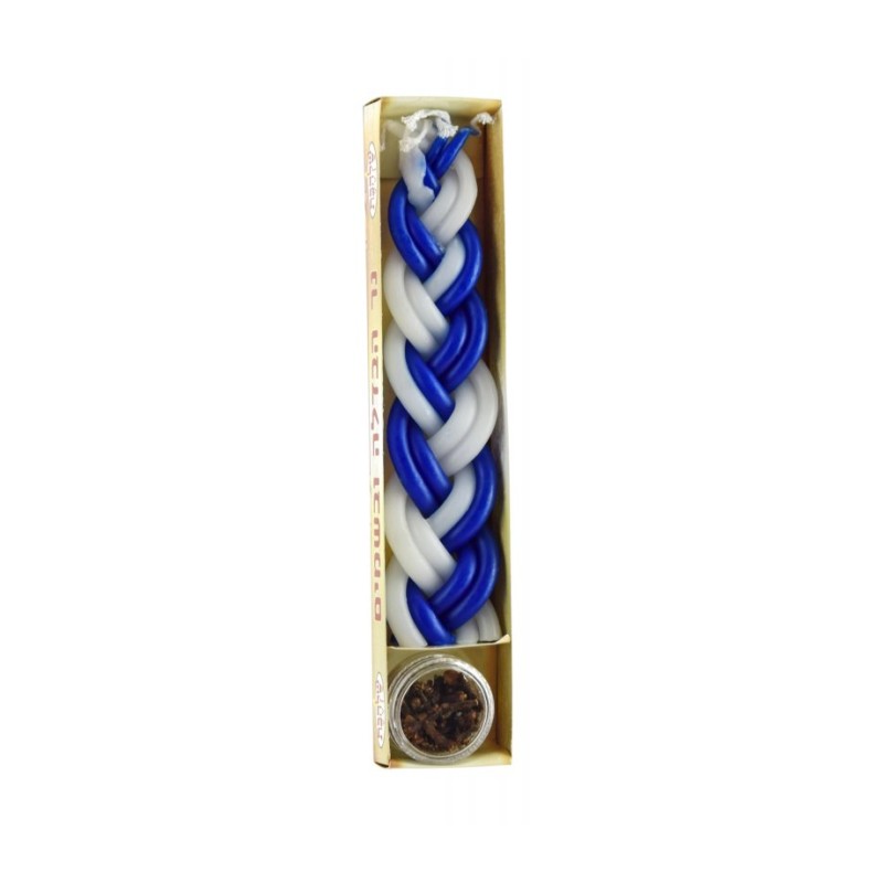 Mini Two in One Braided Blue and White Havdalah ... | Havdalah Candles