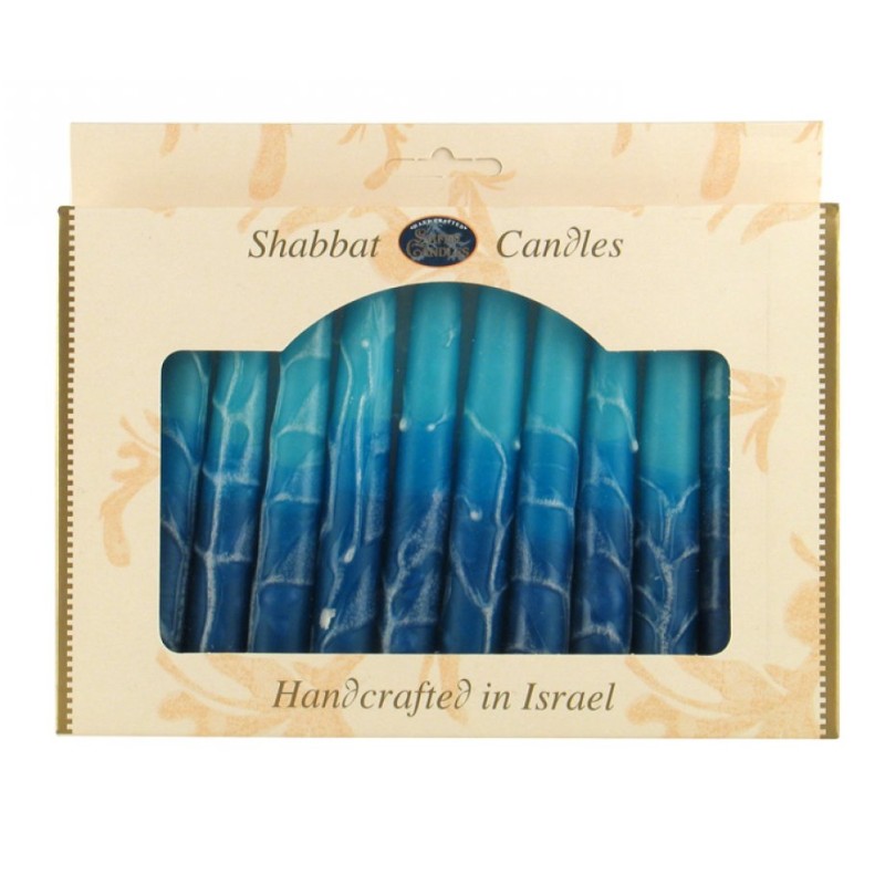 Decorative Handmade Galilee Shabbat Candles Blue ... | Sabbath Candles