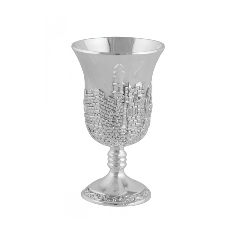 Fontaine de Kiddouch plaquée argent avec 8 petits... | Cadeau juif d'Israël