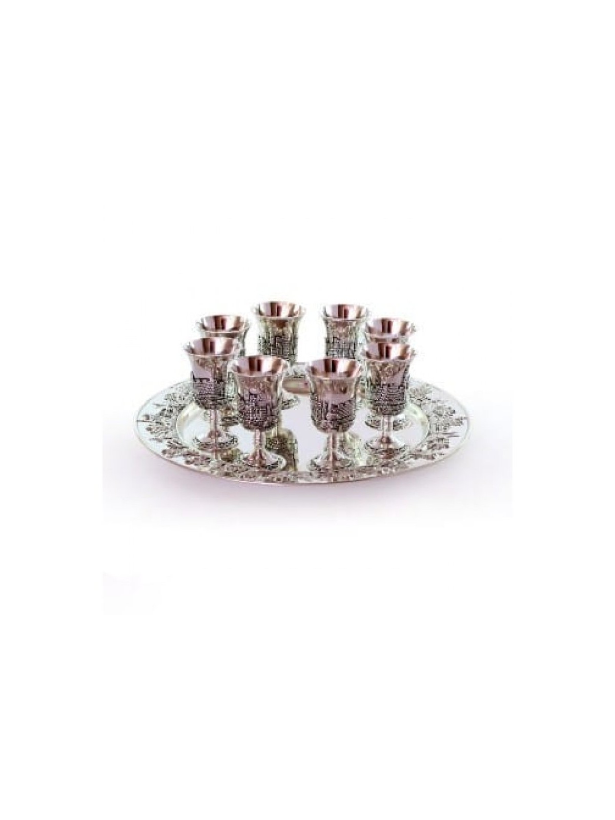 Silver Plated Eight Small Stem Kiddush Cu... | Jewish Gift from Israel