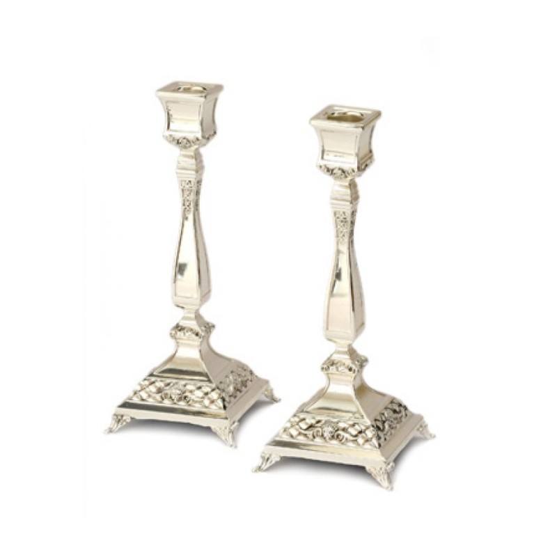 Bougeoirs surélevés plaqués argent avec fermoir gravé... | Cadeaux de Bat Mitzvah