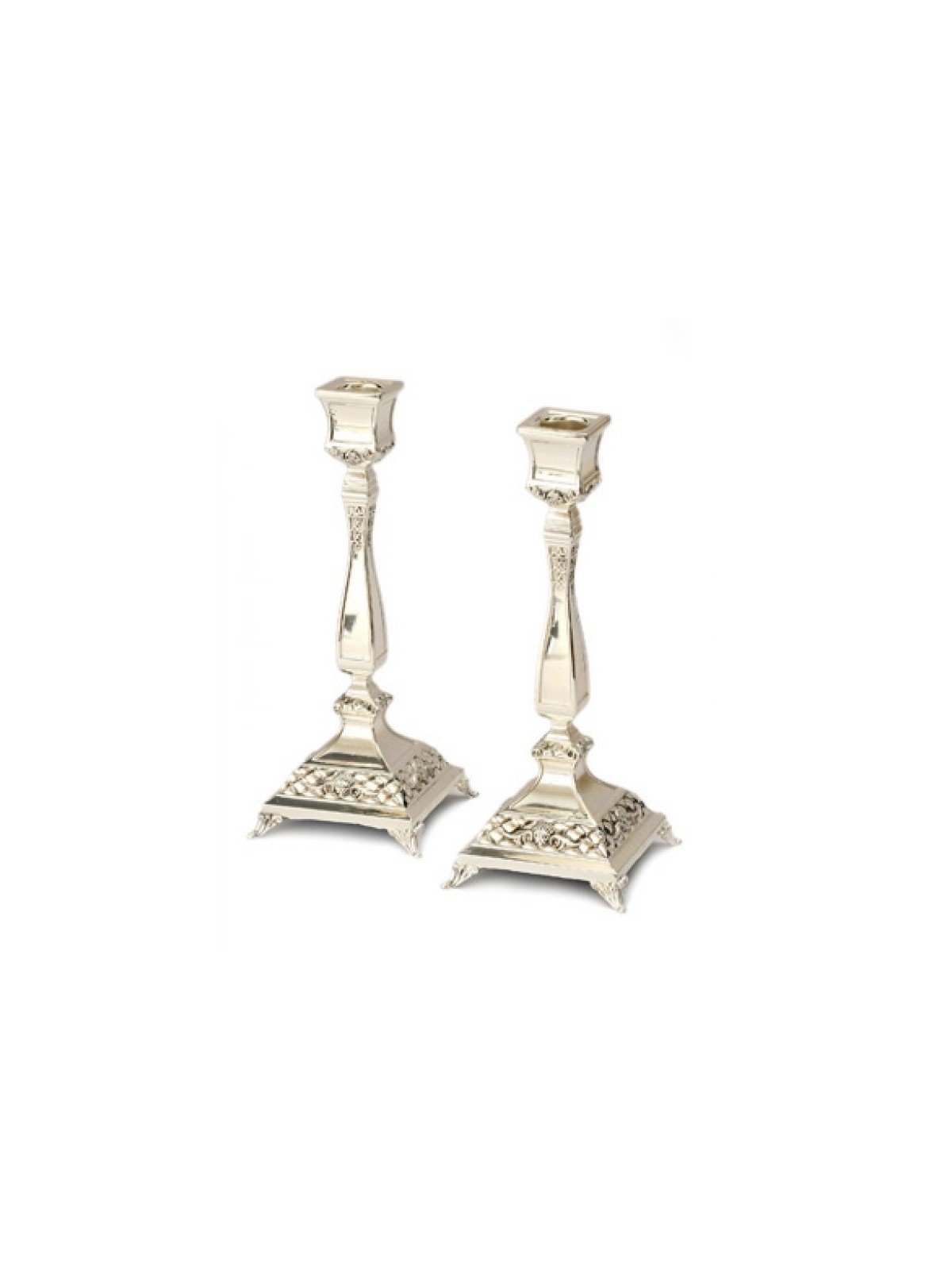 Bougeoirs surélevés plaqués argent avec fermoir gravé... | Cadeaux de Bat Mitzvah