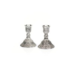 Petits chandeliers de Shabbat plaqués argent... | Chandeliers traditionnels