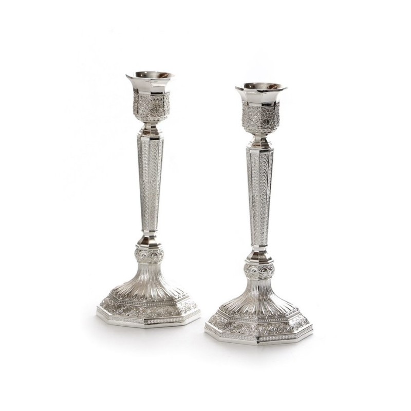 Filigree Decorative Silver Plated Shabbat Candlesti... | Gifts for Her