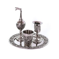 Silver Plated 4 Piece Havdalah Set Grape Design | Havdalah Sets
