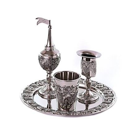 Silver Plated 4 Piece Havdalah Set Grape Design | Havdalah Sets