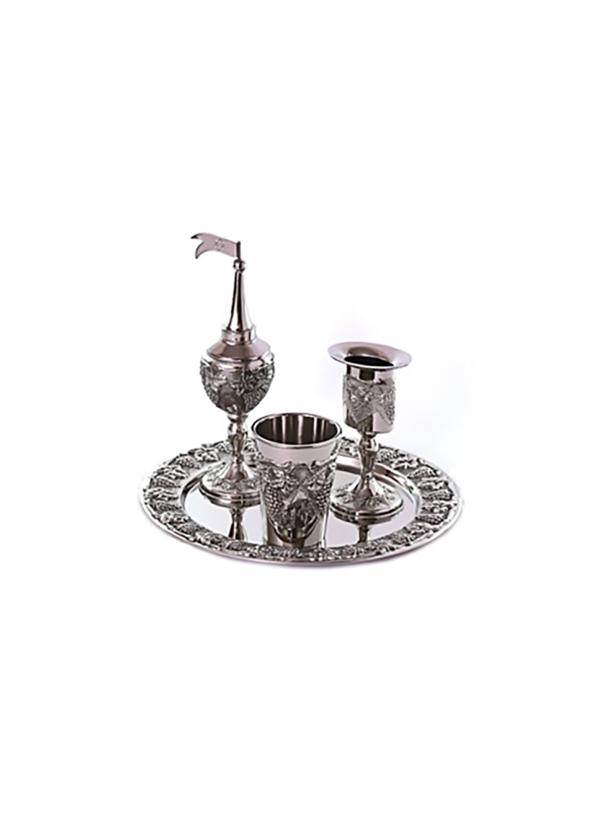 Silver Plated 4 Piece Havdalah Set Grape Design | Havdalah Sets