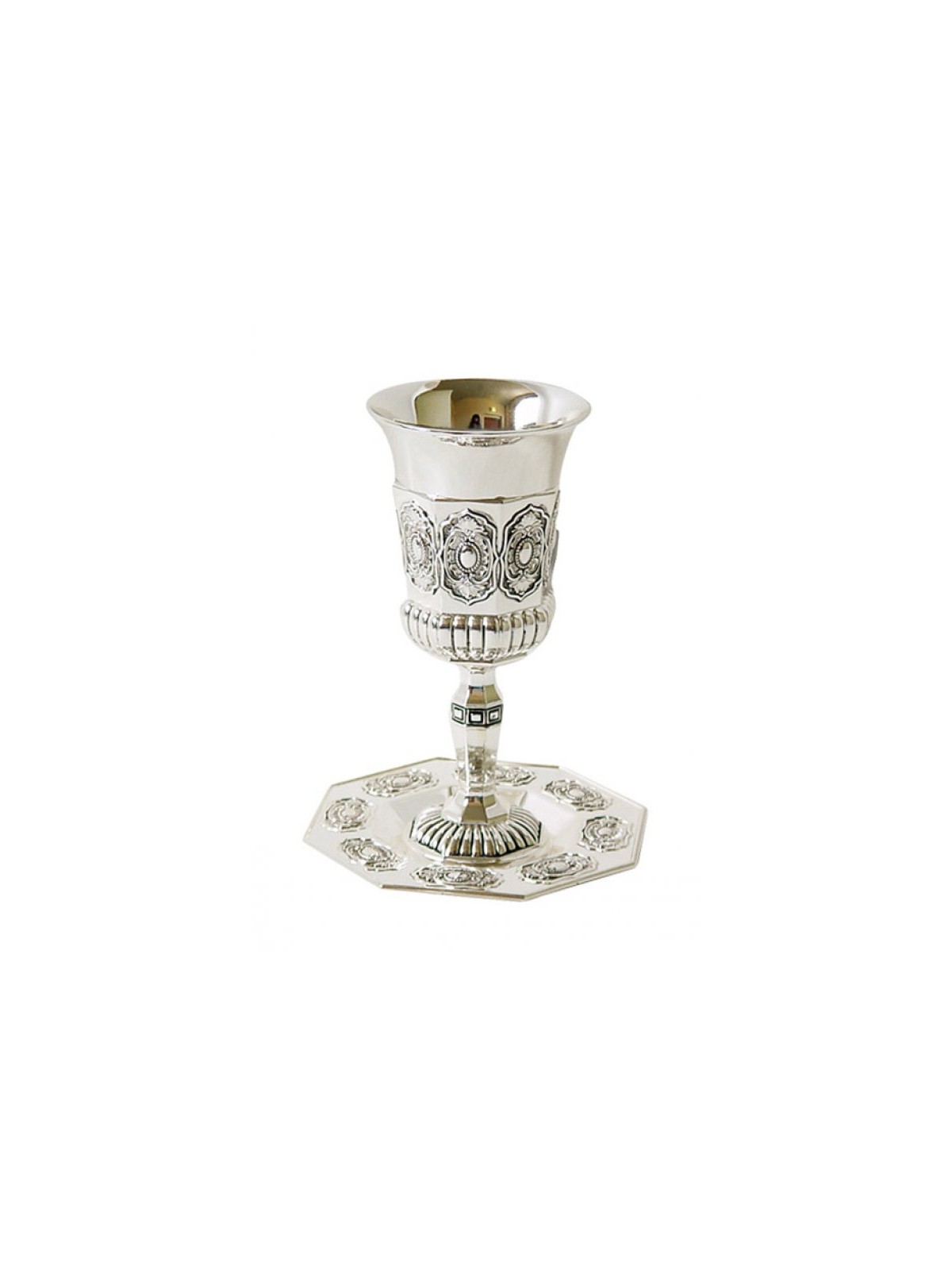 Silver plated Kiddush Cup on Stem with Ma... | Jewish Gift from Israel