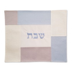 Fabric Challah Cover in Patchwork Blue Cream and G... | Challah Covers