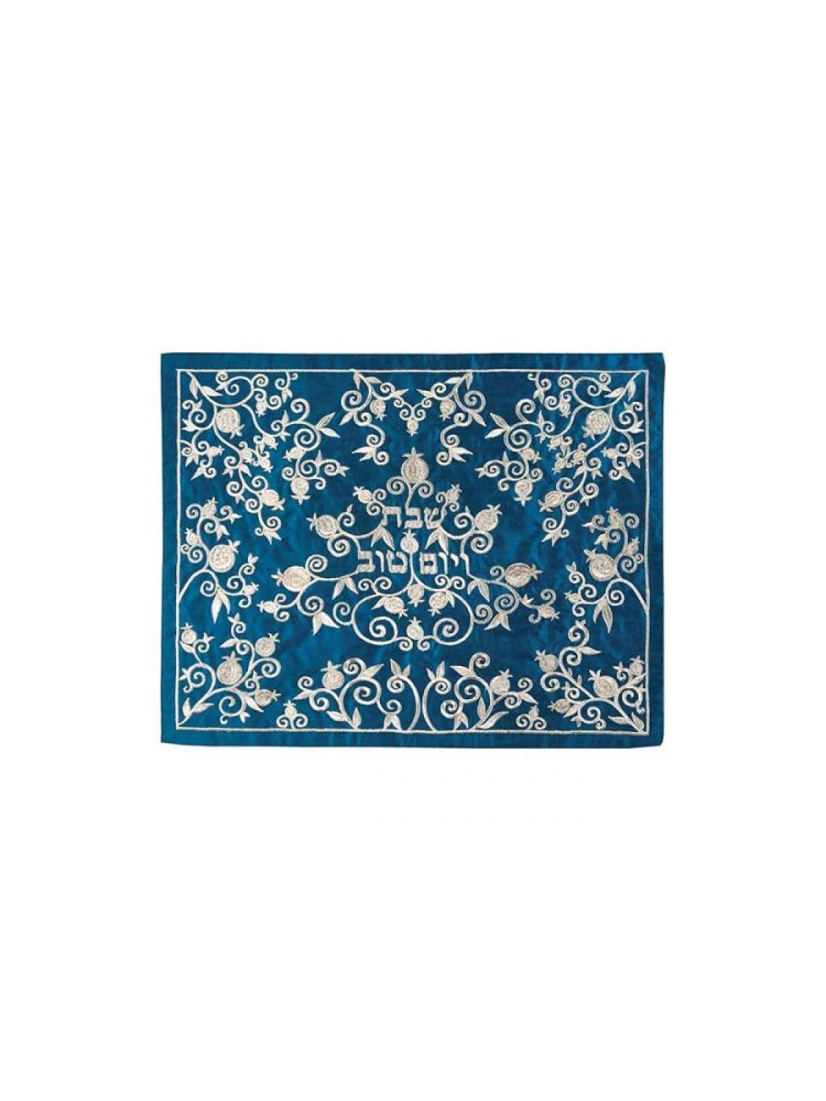 Yair Emanuel Embroidered Challah Cover Silver Pome... | Challah Covers