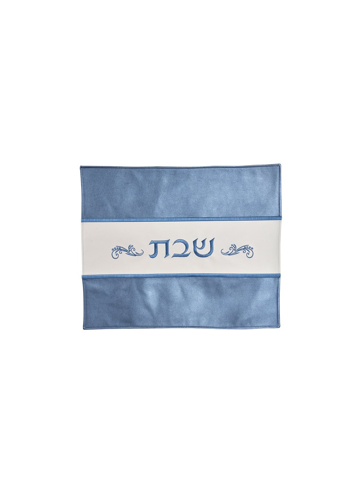 Faux Leather Challah Cover Blue and Pearl White Sh... | Challah Covers