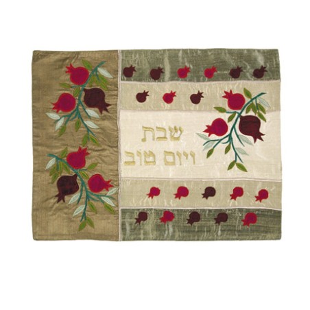 Yair Emanuel Raw Silk Challah Cover Embroidered Po... | Challah Covers
