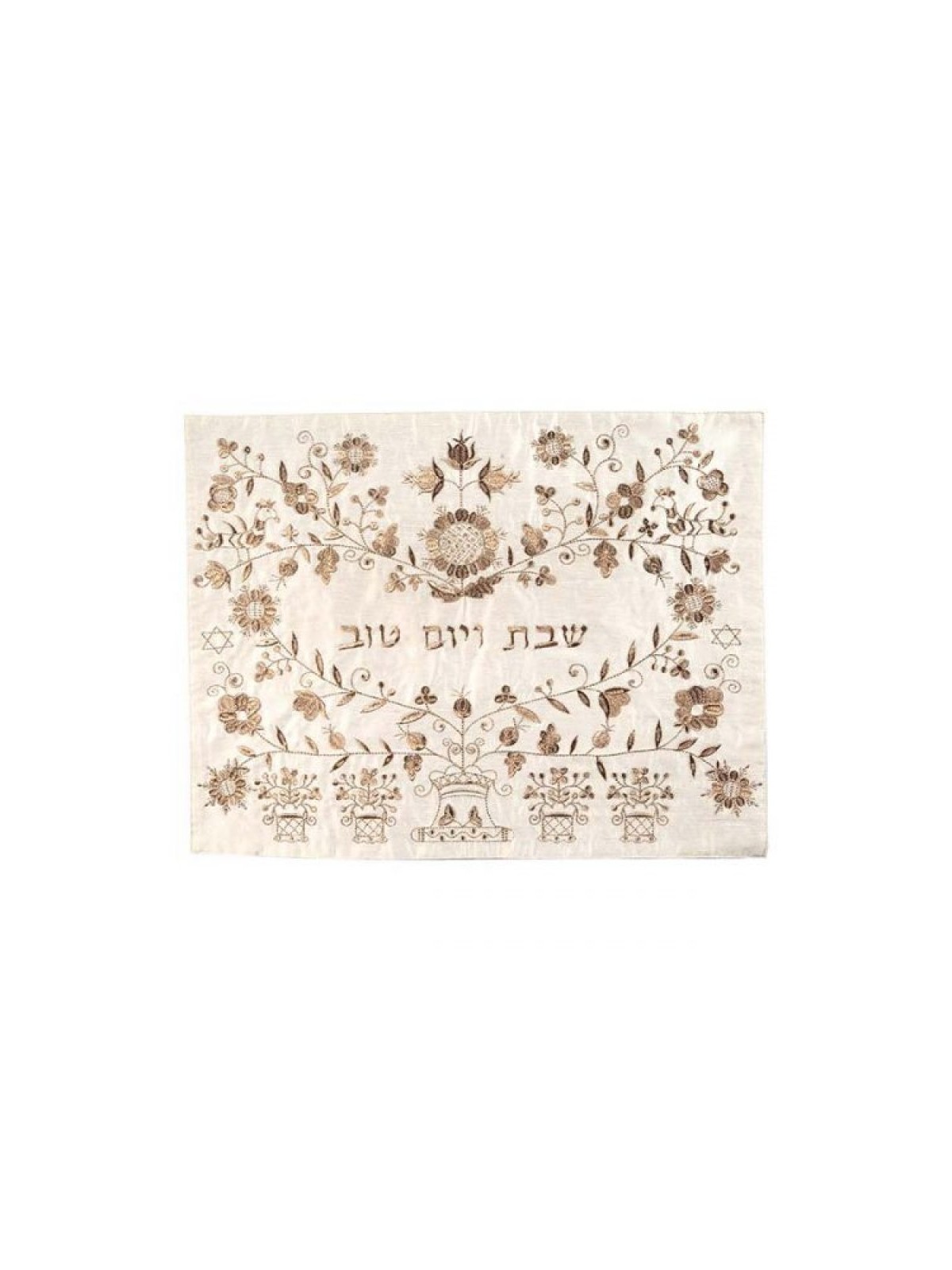 Yair Emanuel Embroidered Challah Cover Flowers Gold | Challah Covers