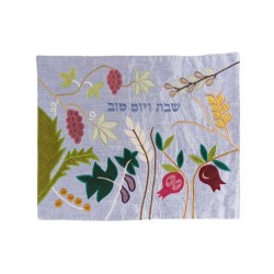 Yair Emanuel Raw Silk Challah Cover Embroidered Ap... | Challah Covers