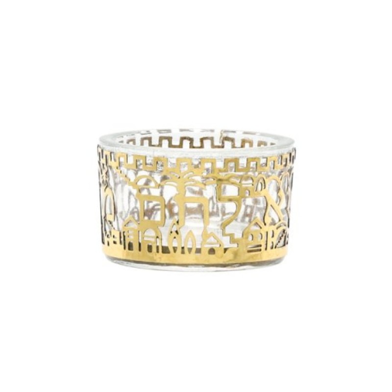 Yair Emanuel Glass Salt Dish with Metal Cut... | Salt & Pepper Shakers