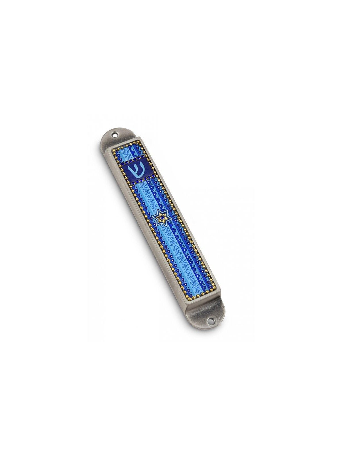 Iris Design Handcrafted Pewter and Enamel Be... | Modern Mezuzah Cases