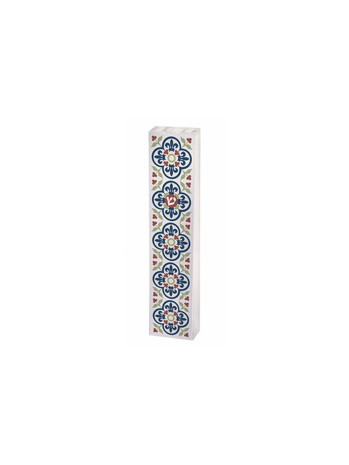 Dorit Judaica Acrylic Mezuzah Case Blue Fleu... | Modern Mezuzah Cases