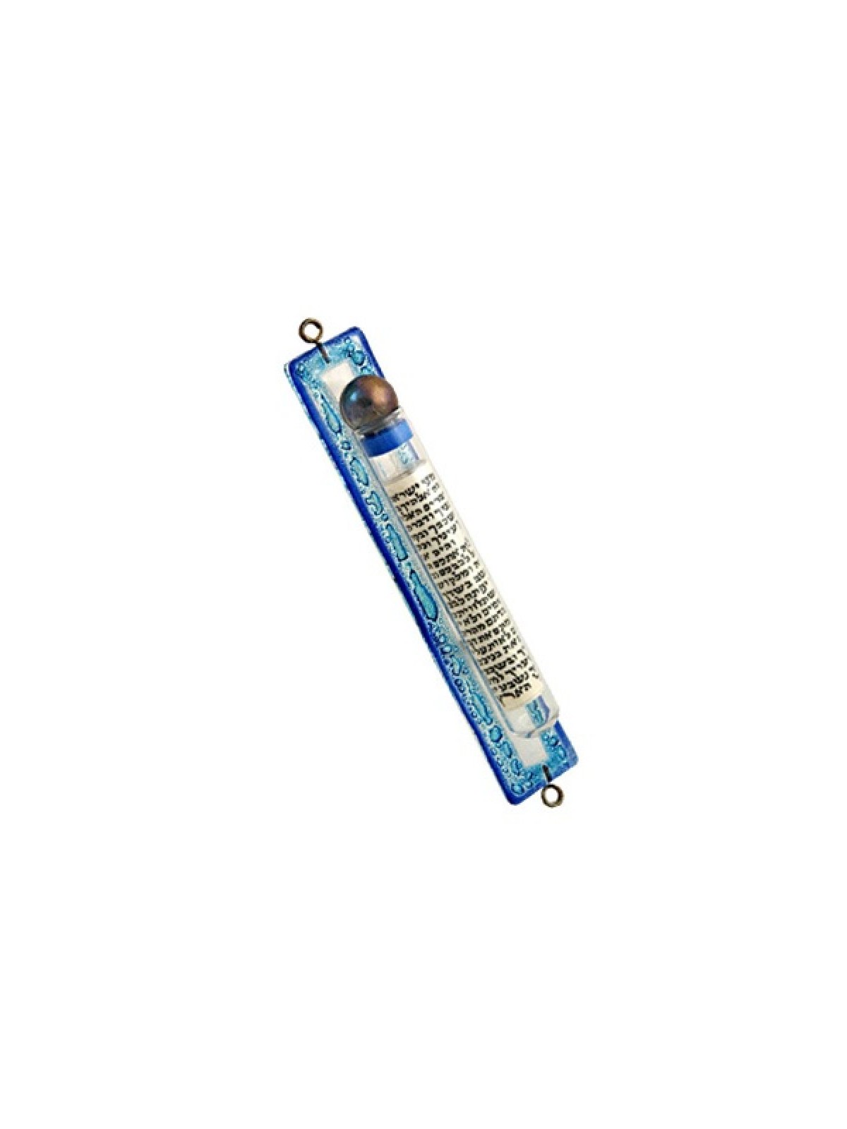 Itay Mager Blue Fused Glass Mezuzah Case Scroll Dec... | Glass Mezuzah
