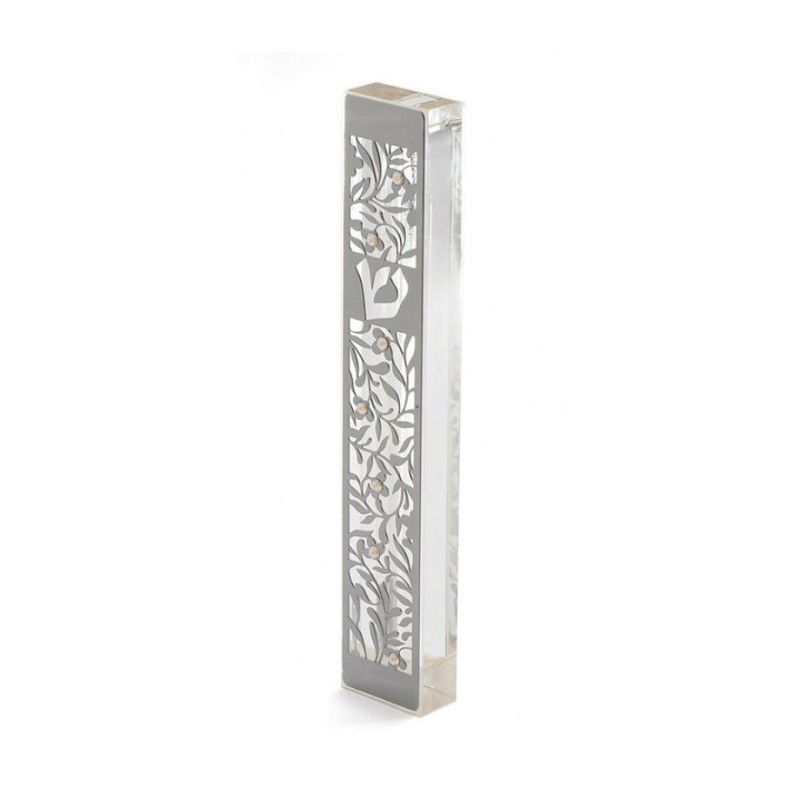 Dorit Judaica Large Lucite Mezuzah Case Leav... | Modern Mezuzah Cases