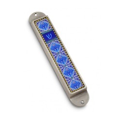 Iris Design Handcrafted Pewter Enamel Beaded... | Modern Mezuzah Cases
