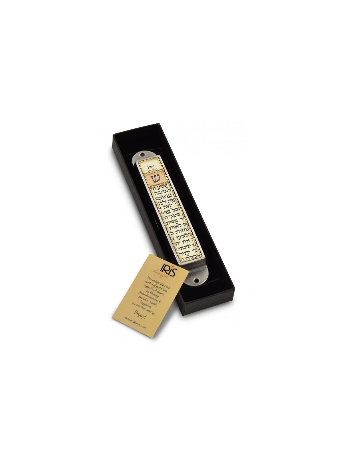 Iris Design Handcrafted Pewter Enamel Beaded... | Modern Mezuzah Cases