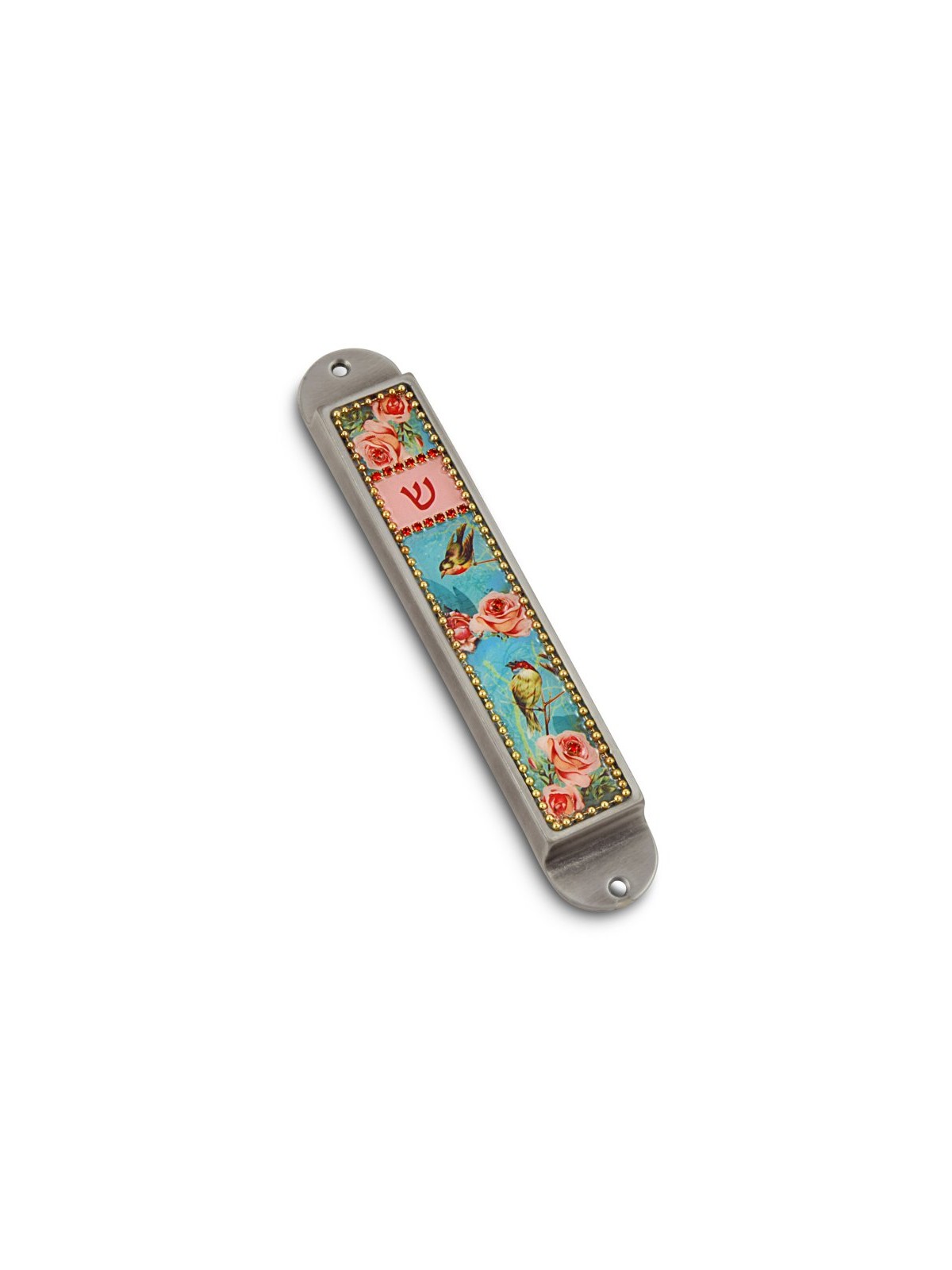 Iris Design Handcrafted Pewter Enamel Beaded... | Modern Mezuzah Cases