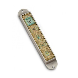 Iris Design Handcrafted Pewter Enamel Beaded... | Modern Mezuzah Cases