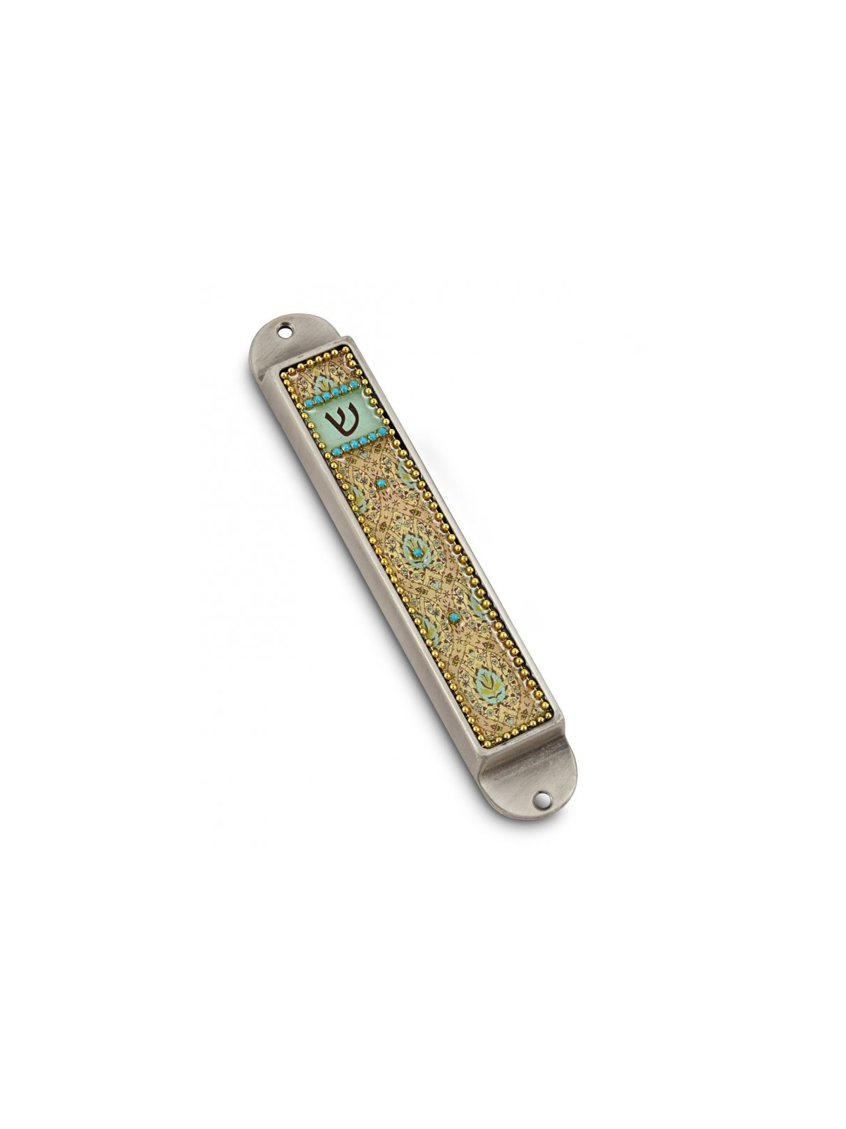 Iris Design Handcrafted Pewter Enamel Beaded... | Modern Mezuzah Cases