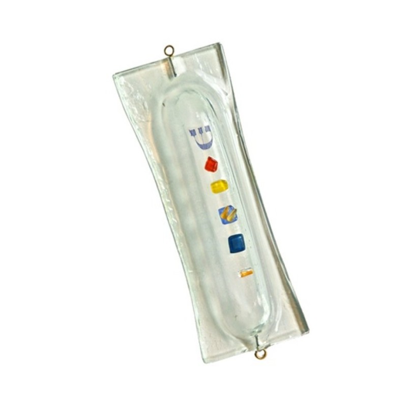 Itay Mager Fused Glass Mezuzah Case %96 Off White w... | Glass Mezuzah
