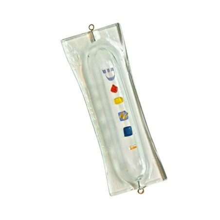 Étui Mezuzah en verre fondu Itay Mager %96 blanc cassé avec... | Mezouza en verre