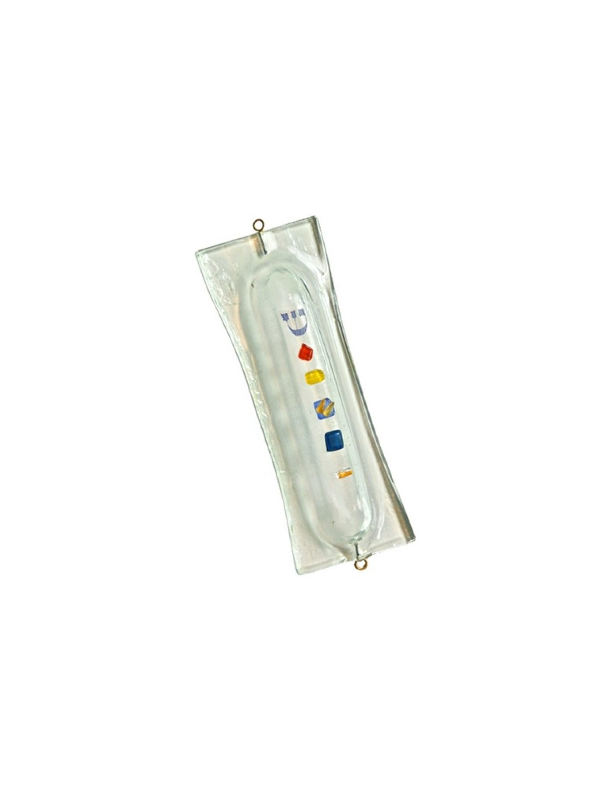 Étui Mezuzah en verre fondu Itay Mager %96 blanc cassé avec... | Mezouza en verre