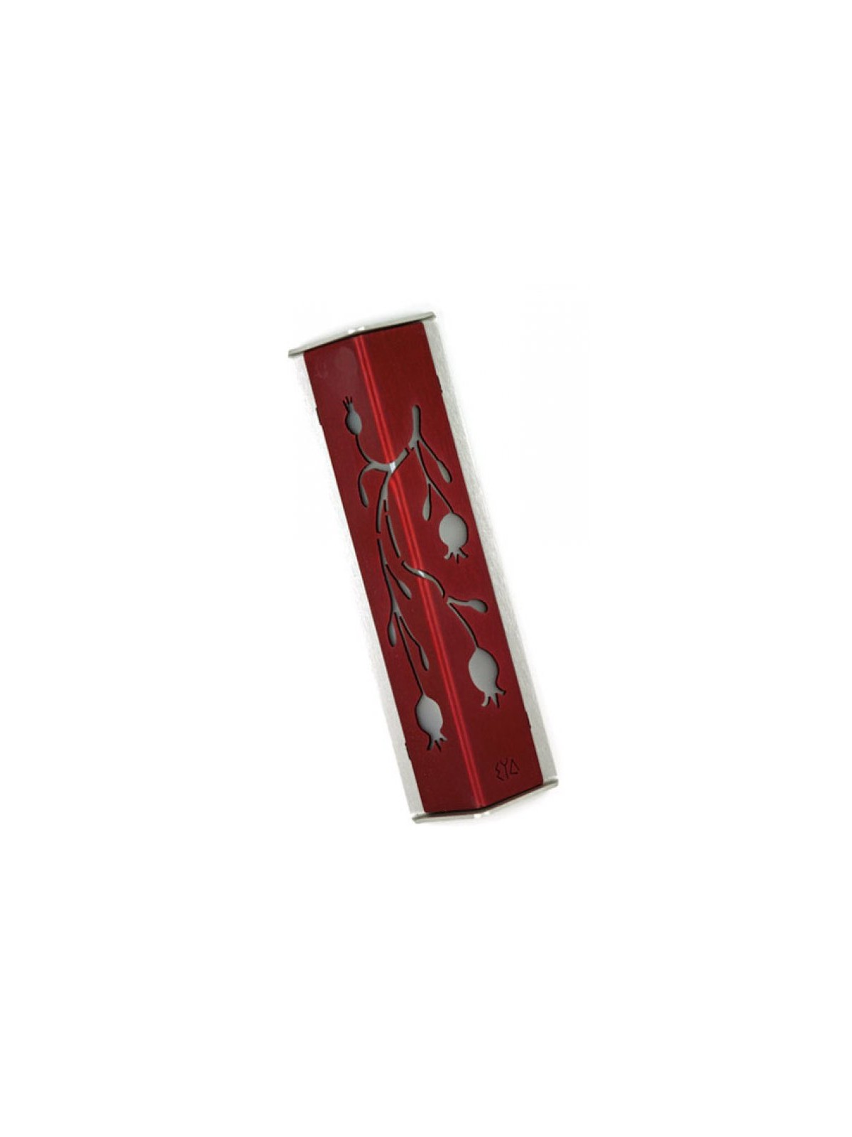 Shraga Landesman Angular Shiny Ruby Red Alum... | Modern Mezuzah Cases