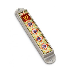 Iris Design Handmade Pewter Enamel Beaded Me... | Modern Mezuzah Cases