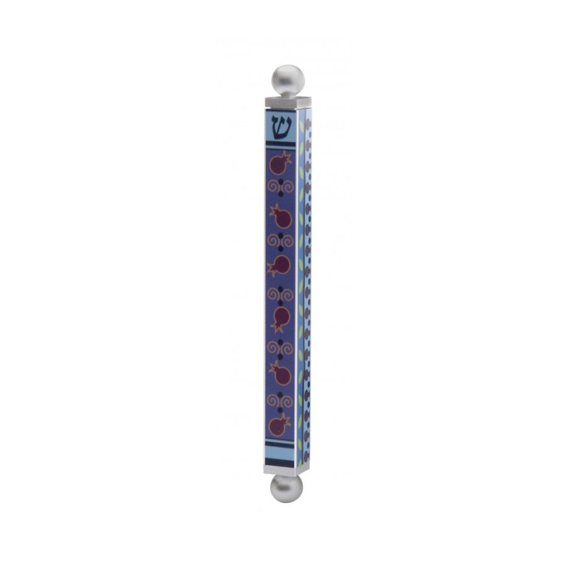 Dorit Judaica Aluminum Mezuzah Case Blue and... | Modern Mezuzah Cases