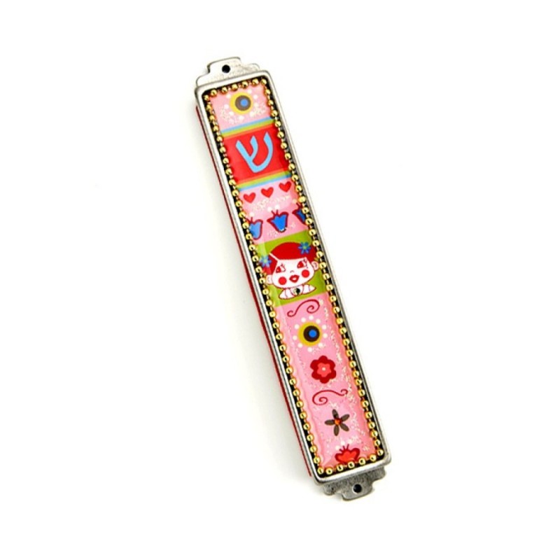 Iris Design Hand Painted Girls Mezuzah Case Pewt... | Children Mezuzah